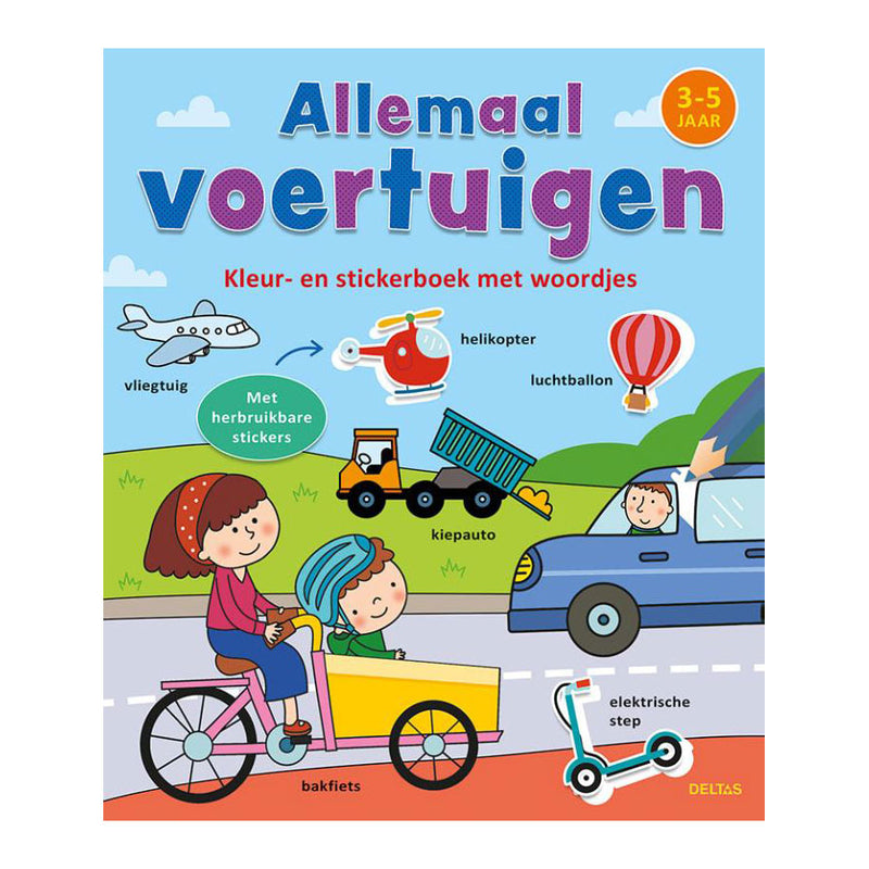 Delta Color Sticker Book con parole tutti i veicoli (3-5)