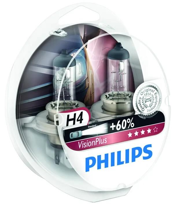 Philips Shining Lamp 12V H4 Vision Plus Set
