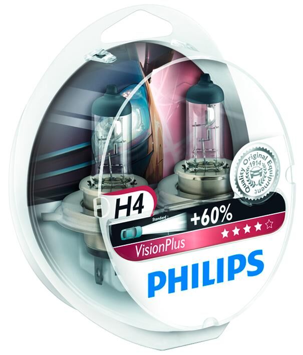 Philips hauptlampe shining lamp 12v h4 vision plus set