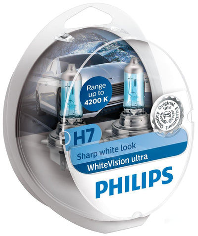 Philips hoofdlamp white vision ultra lamp h7 12v kit white visors. ult