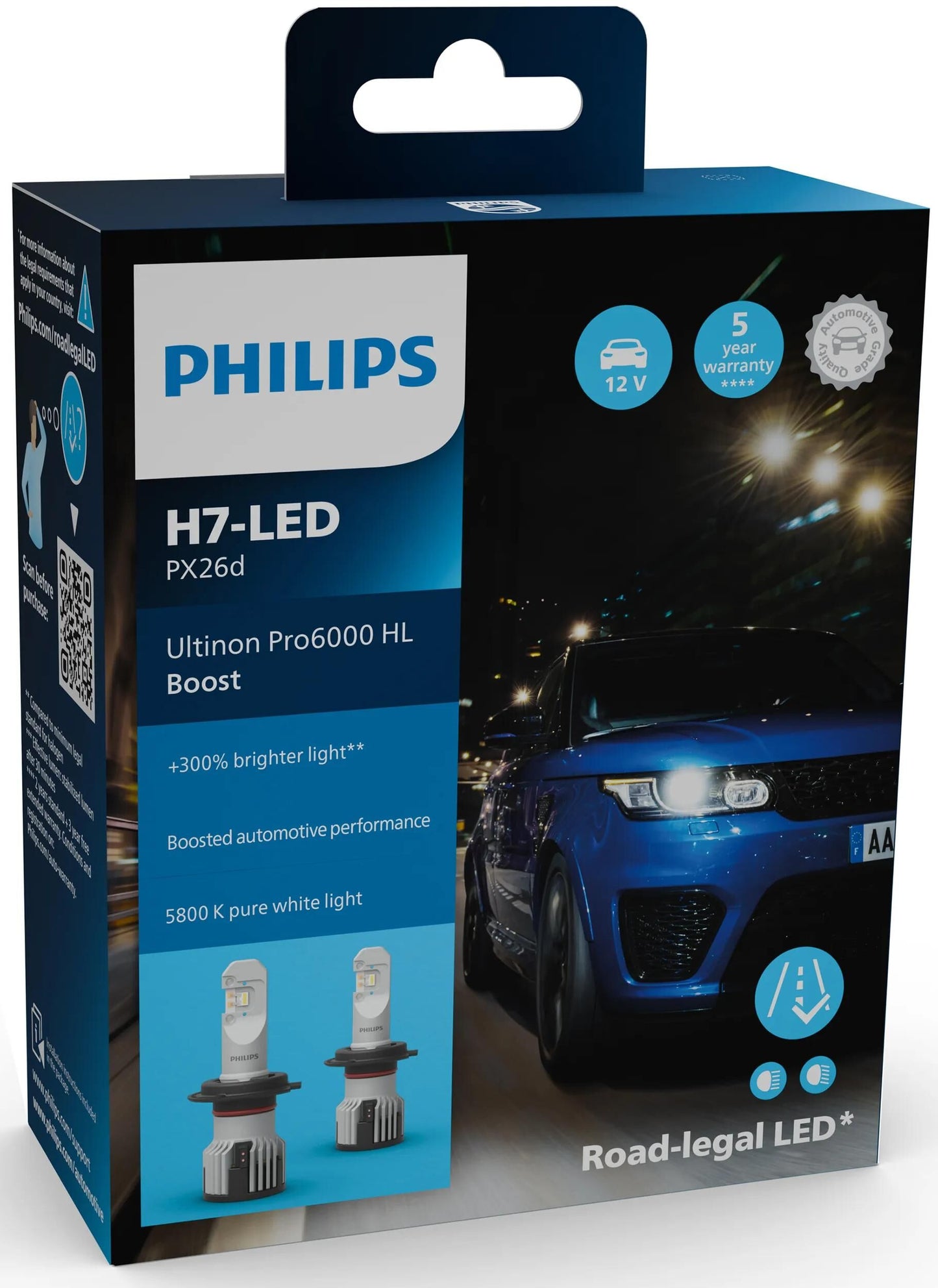 Refuerzo del faro ultinon pro6000 de Philips. juego de lamparas 12v h7 led ultinon pro6000