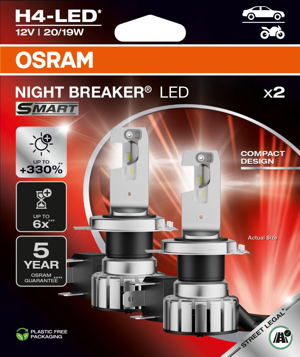 Lampada Osram H4 LED 12 V 27 23 W Night Breaker LED