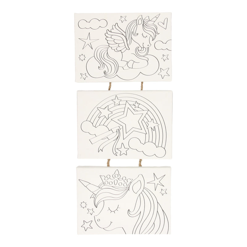 Wins holland canvas schilderset eenhoorn, set van 3 stuks.