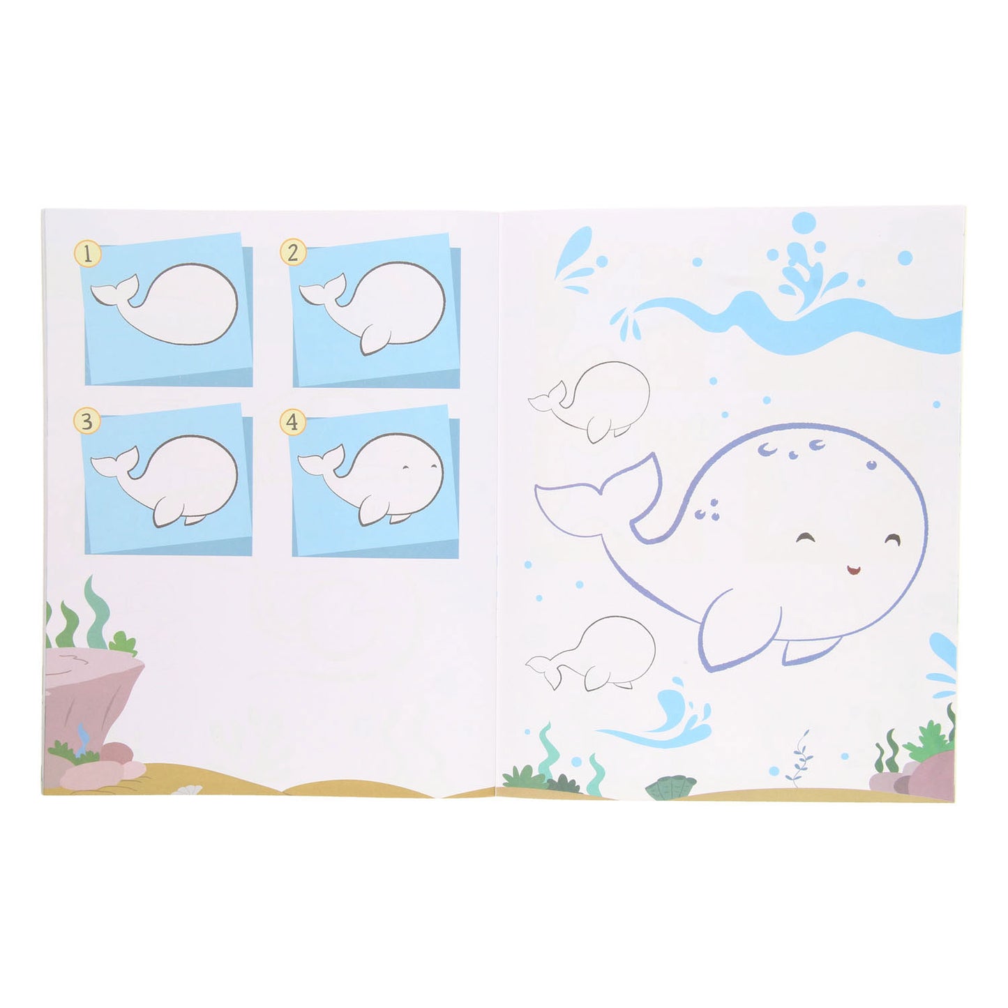 Aprenda dibujar un libro para colorear con pegatinas