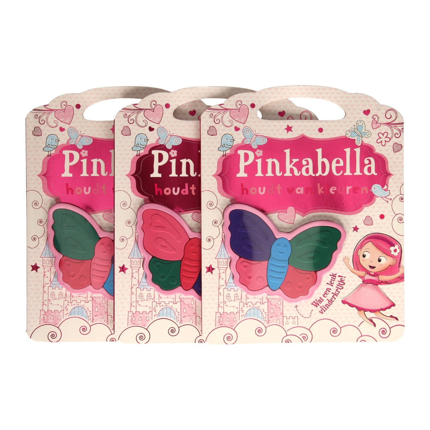 Pinkabella ama i colori con pastelli di cera a forma di farfalla