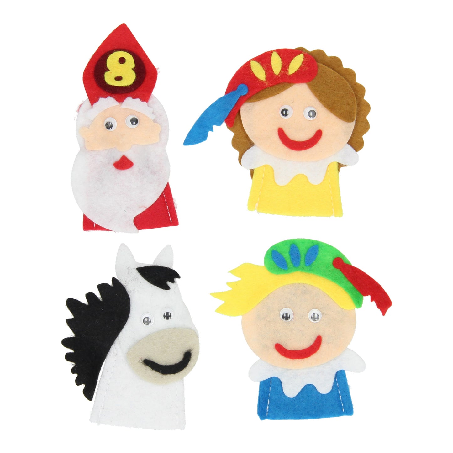 Maak je eigen vilten vingerpoppen sinterklaas, 4st.