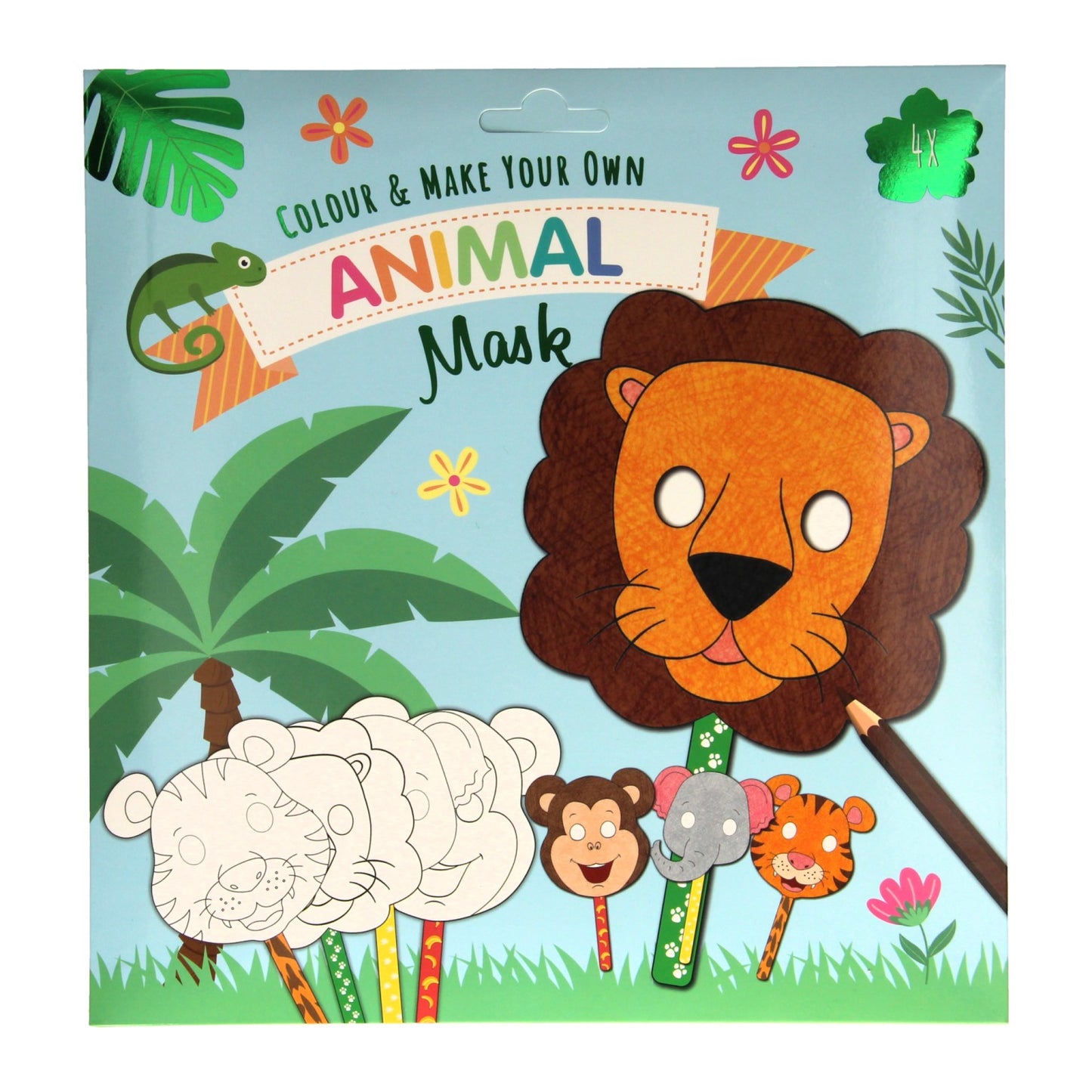 Kleur en Maak je eigen Maskers - Dieren, 4st.