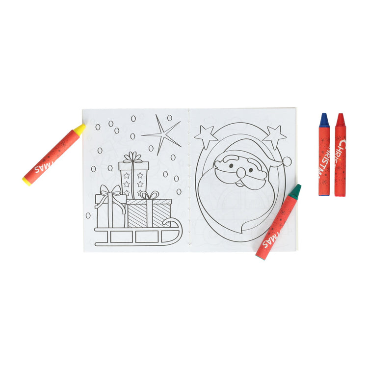 Trata el conjunto de color navideño con tizas y pegatinas