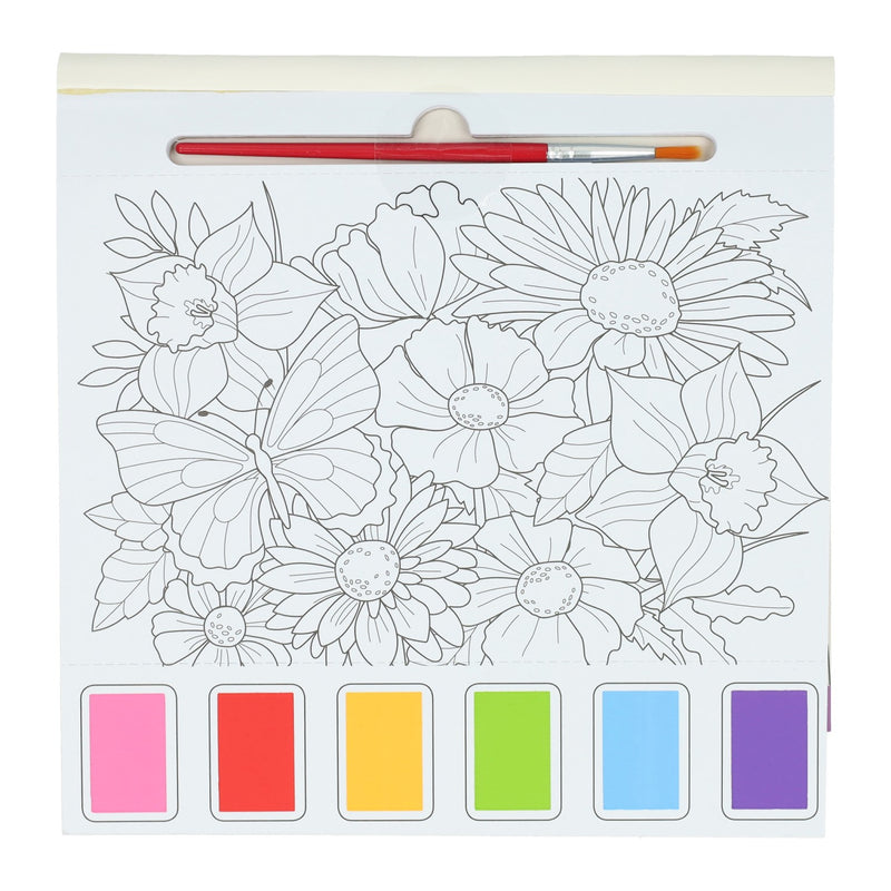Vince il blocco da colorare ad acquerello Holland per adulti - farfalle e fiori - incluso pennello e 6 colori ad acquerello