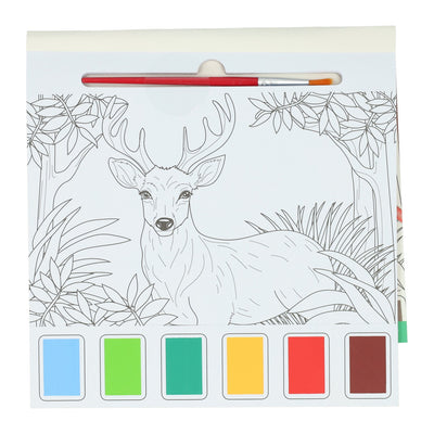 Vince l'Olanda blocco da colorare per acquerello per adulti - animali della foresta - incluso pennello e 6 colori di acquerello