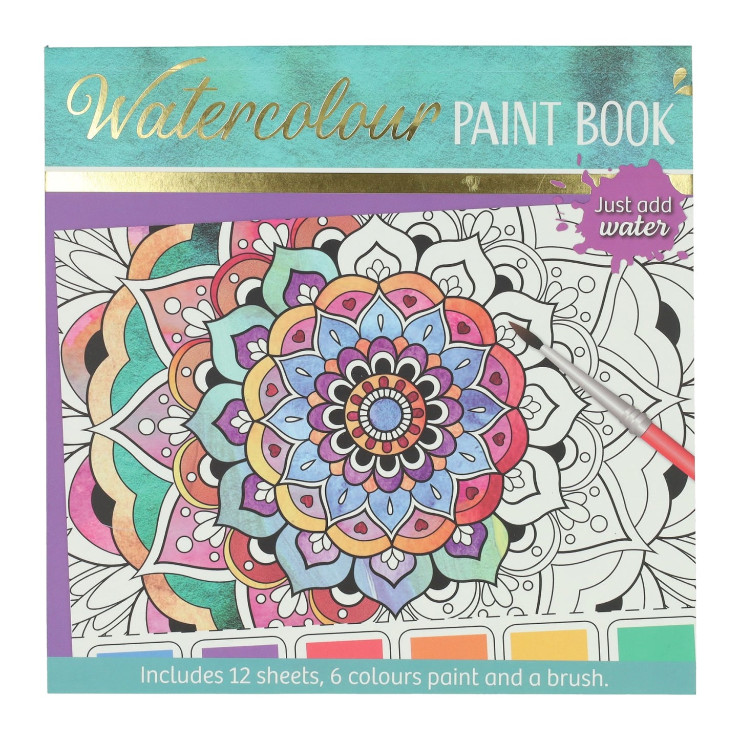 Vince l'Olanda blocco da colorare per acquerello per adulti - mandala - incluso pennello e 6 colori di acquerello