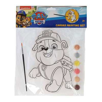 Wins holland canvas painting paw patrol - rubble - incl brush and 6 colors of paint
