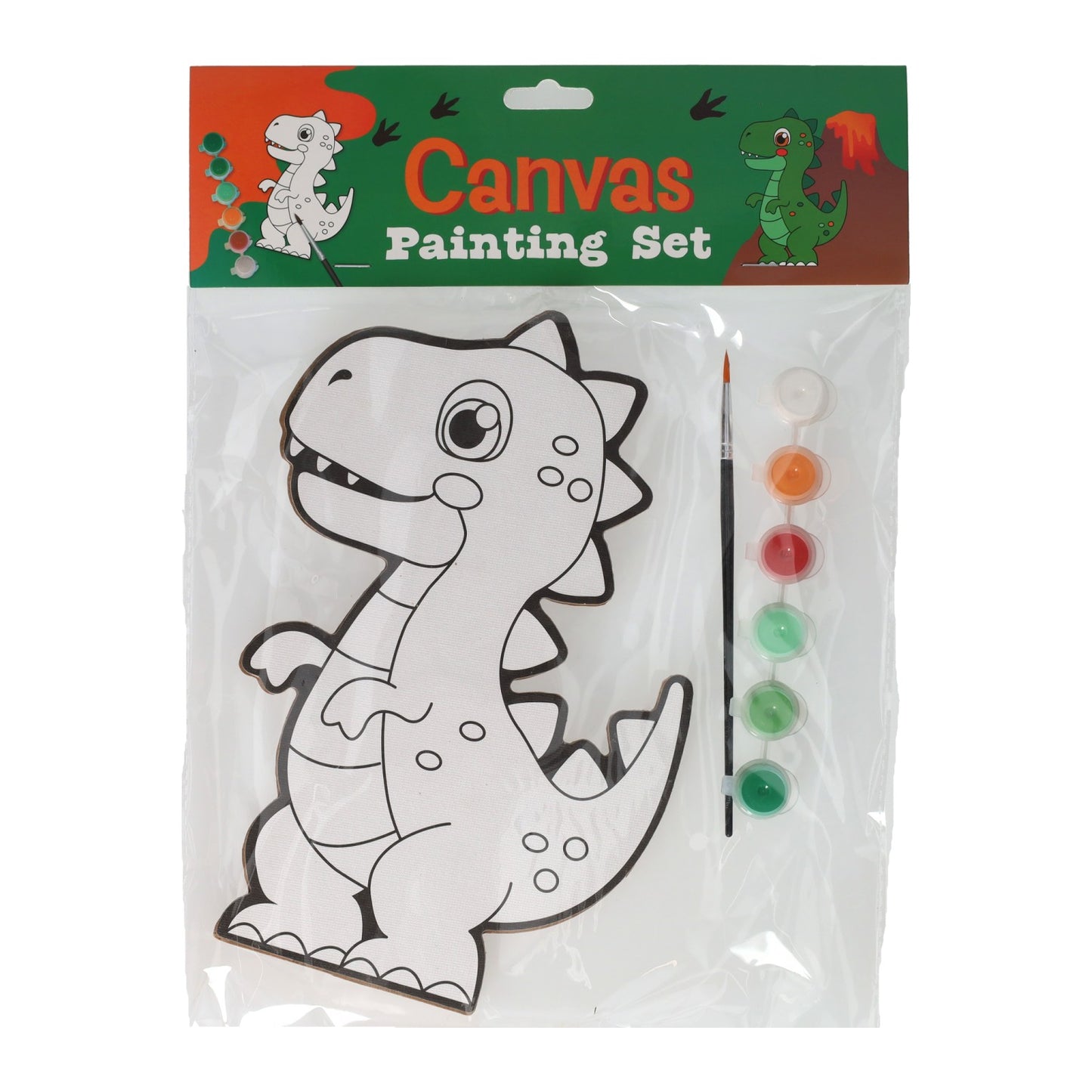 Wins holland canvas schilderen - dino - incl penseel en 6 kleuren verf