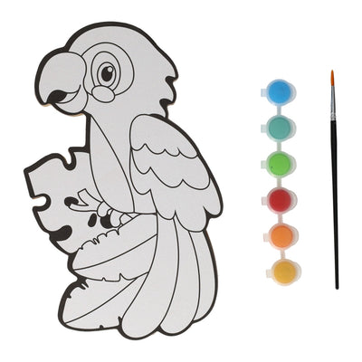 Gana un cuadro sobre lienzo holandés - loro - que incluye pincel y 6 colores de pintura