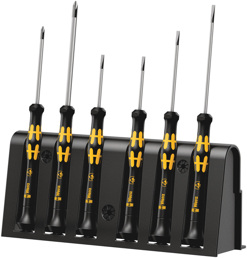 Wera micro esd schroevendraaierset met rek (zwart geel, 6-delig)