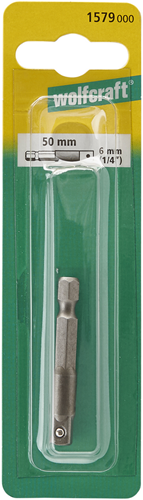 Adattatore Wolfcraft | per chiave a bussola | 6 mm (1 4) | l50mm | 1 pezzo - 1579000