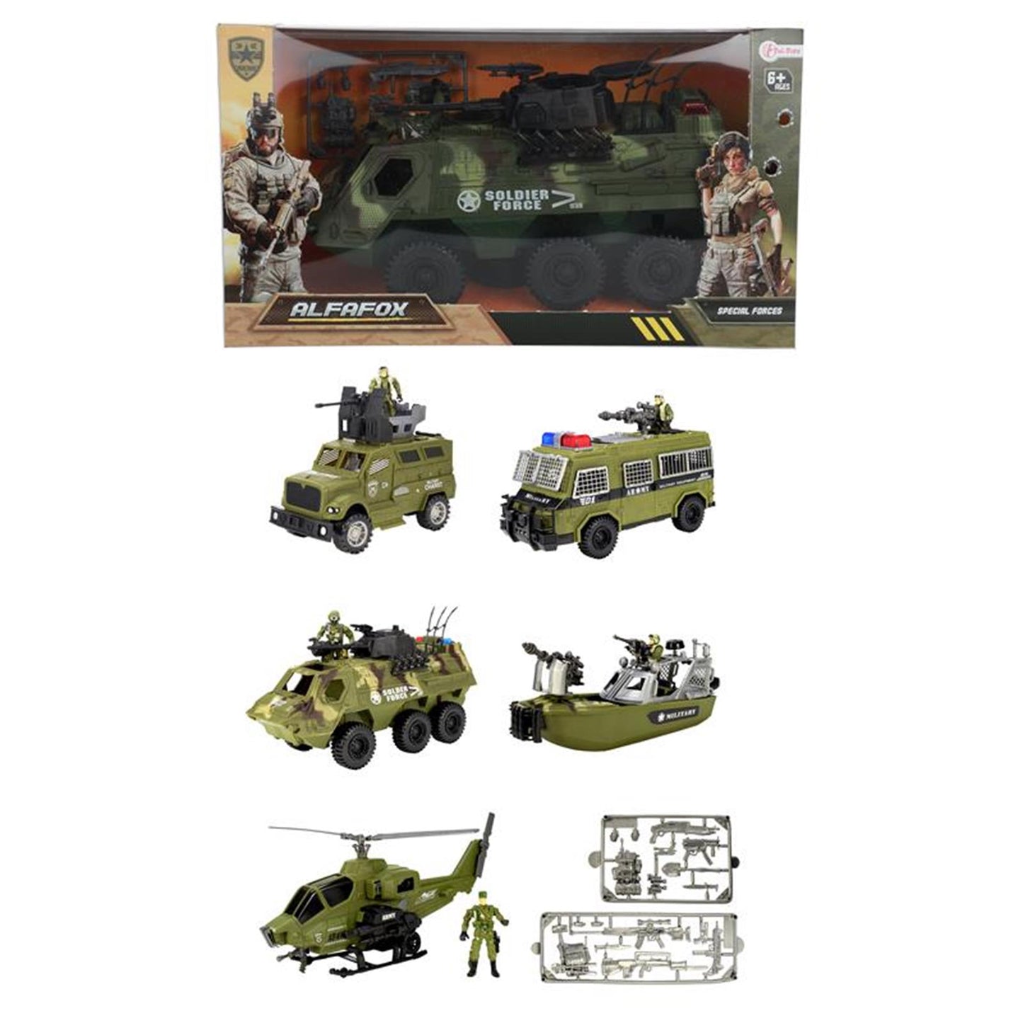 Ejército Vehículo militar del ejército + Soldado y Accesorios Varias versiones