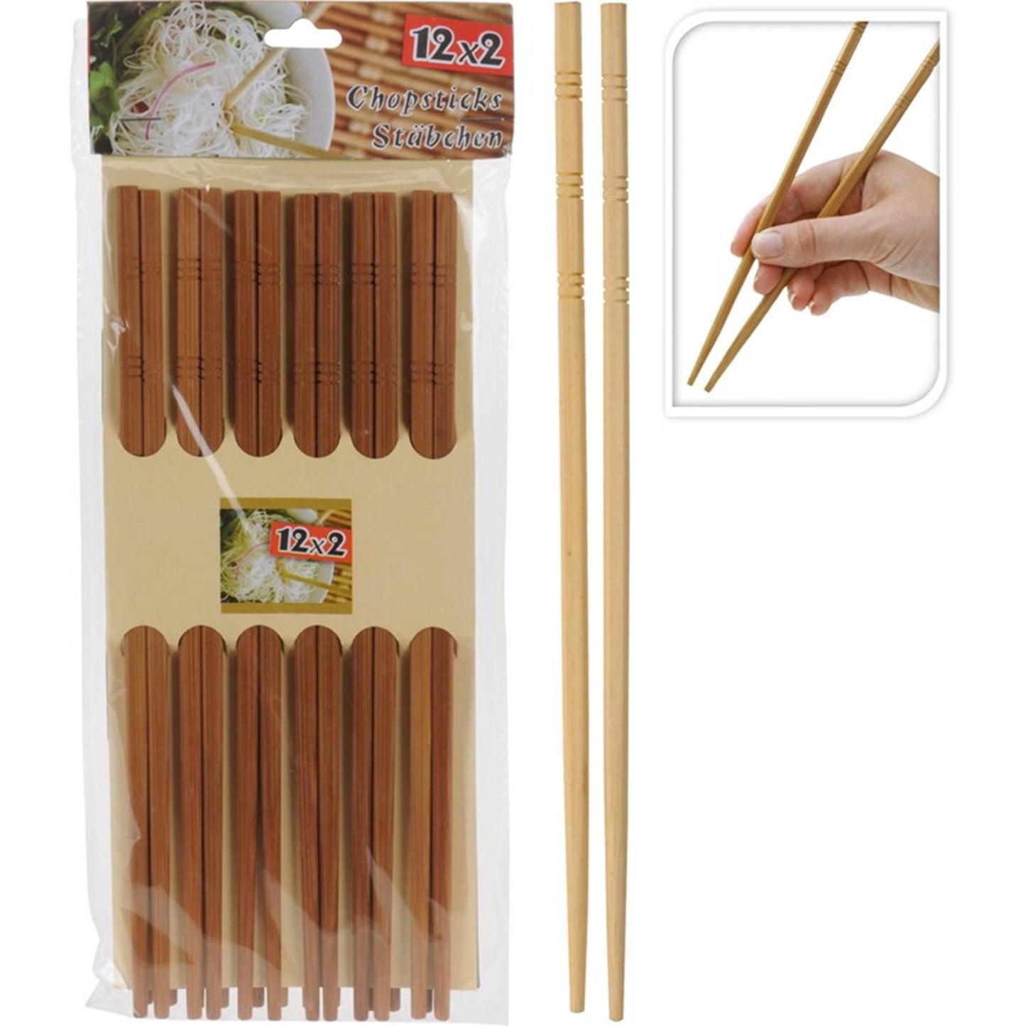 Excellent houseware chopsticks eetstokjes bamboe 12 paar