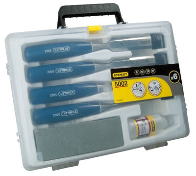 Stanley handgereedschap houtbeitelset 6-delig (6, 12, 18, 25 mm + olie slijpsteen) - 0-16-130