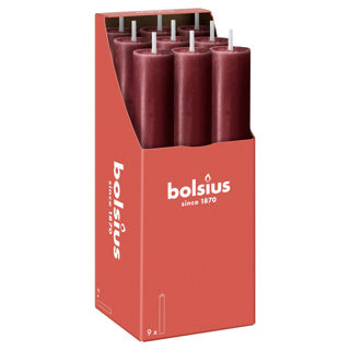 Candela da tavolo rustica Bolsius xl rosso velluto | 9 pezzi