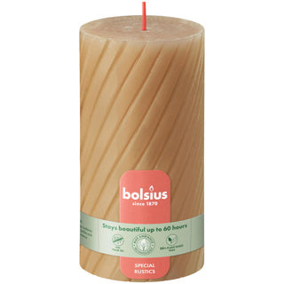 Vela tipo pilar rústica Bolsius 130 68 beige avena | 4 piezas