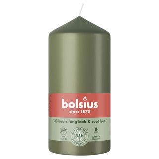 Candela a colonna Bolsius 120 58 oliva fresca | 6 pezzi