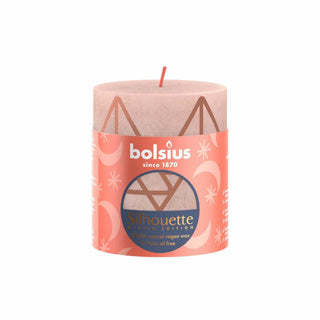 Bolsius rustieke stompkaars silhouette winter edition misty pink 80 68mm