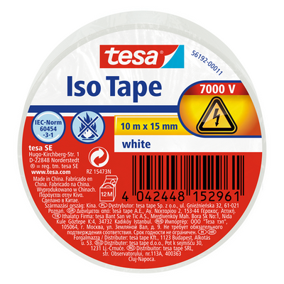 Tesa 1067797 - isolante elettrico 10m x 15mm bianco | 10 pezzi