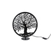 Tafellamp levensboom rond zwart metaal 34x13x37cm