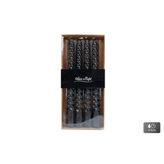 Candela da tavolo No brand Twist nera 4 ore 4 pezzi 2x2x20 cm | 12 pezzi