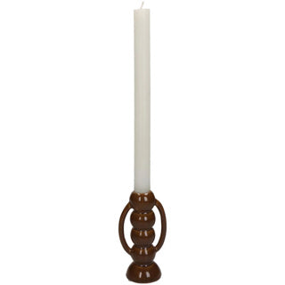 Candlestick Fine Earthenware Brown 7.4x5.5x13,7 cm