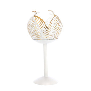 Porta di tealight a piedi Lina Crème Gold Metal 10x10x21cm