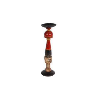 No brand kandelaar sam mixed colours gerecycled hout 8x8x25cm | 4 stuks