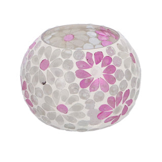 Windlight Holly l White Pink Bol Glass 10x14x14cm