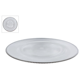 No brand schaal rory ribbel zilver glas 33x33x2cm | 2 stuks
