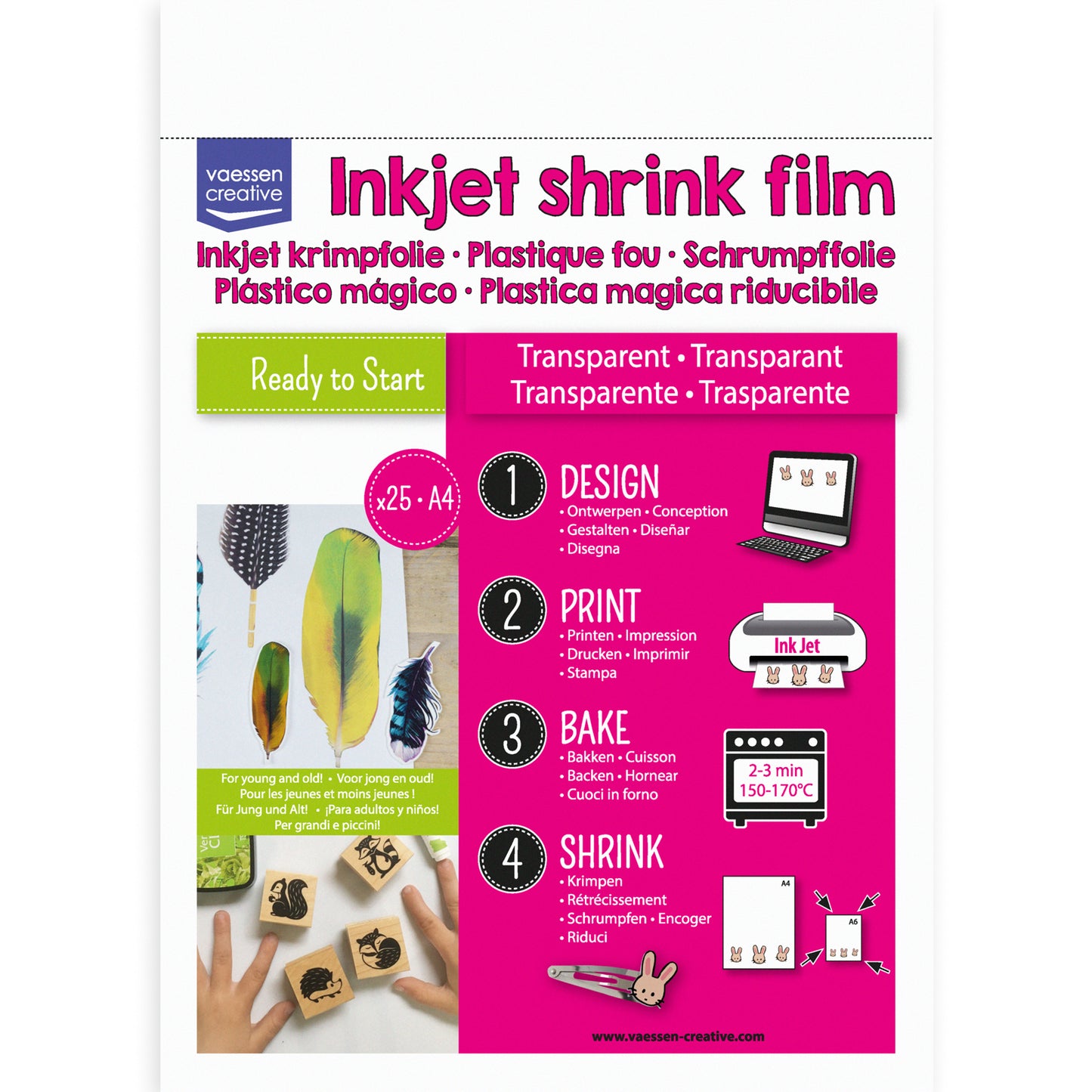 Vaessen creative • pellicola termoretraibile inkjet a4 trasparente 25 pz