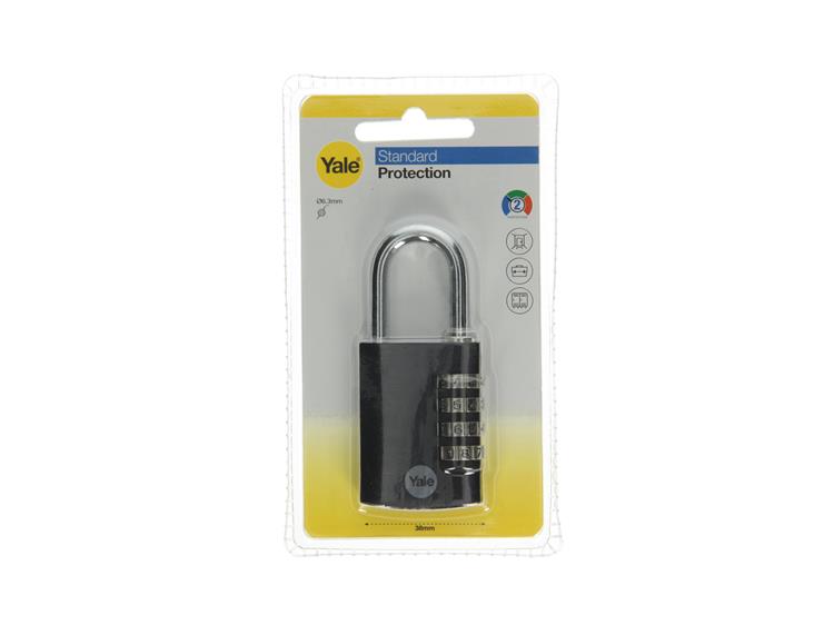 Yale 1065059 - candado 38mm aluminio negro estándar | 3 piezas