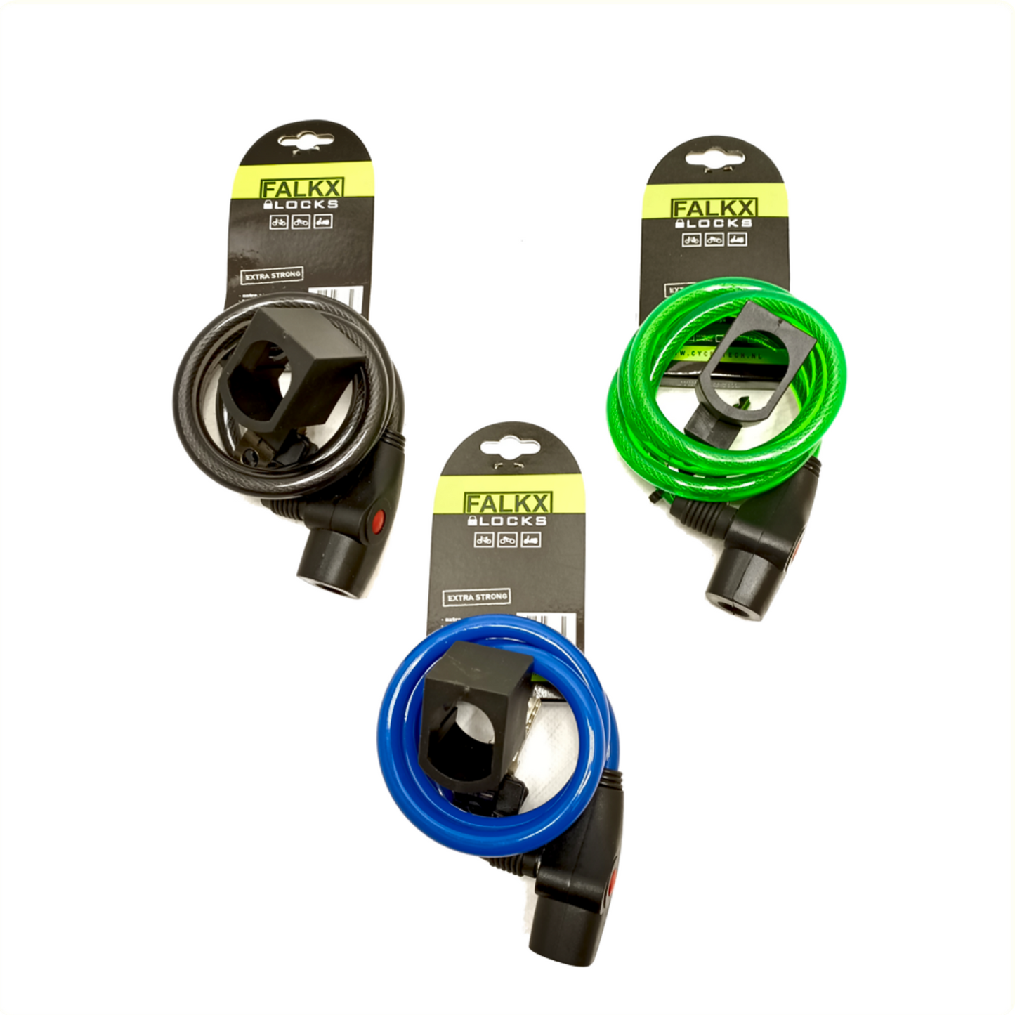 Falkx Falkx Spiral Cable Lock 1000x10 mm con soporte, color de surtido. Embalaje colgante
