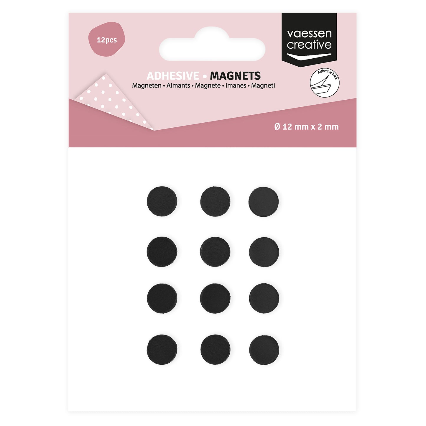 Vaessen creative • magneti adesivi 12mmx2mm 12 pezzi