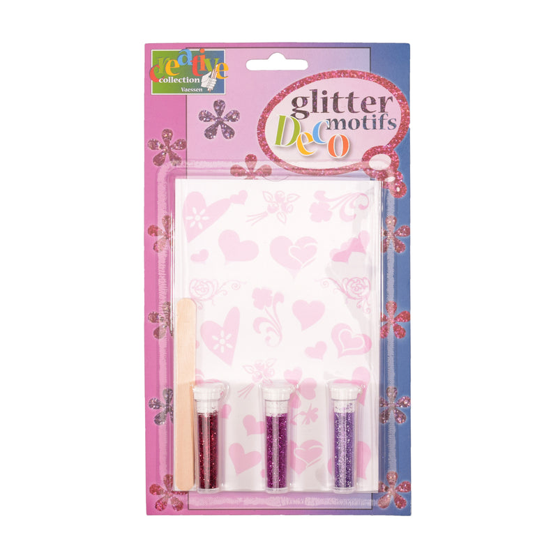 Vaessen creative • transfer + 3x glitter hartjes-bloemen