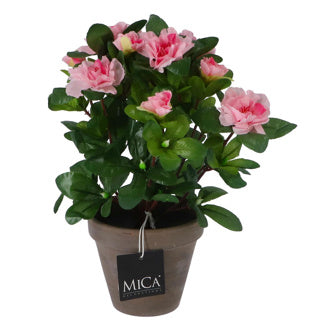 Pianta artificiale azalea rosa in pentola