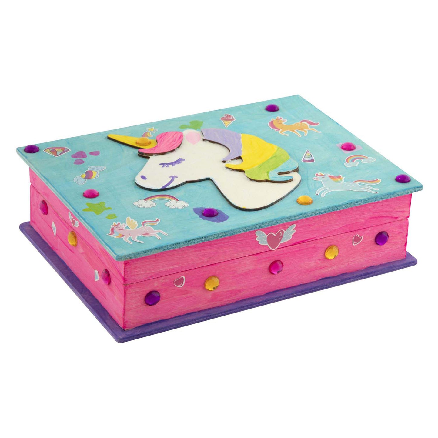 Joyero de unicornio fabricado en madera.