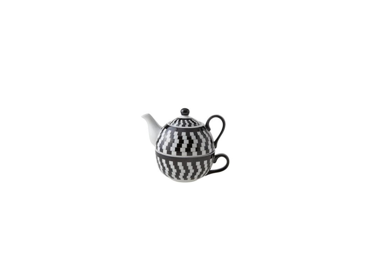 Acogedor té de moda para uno ø11,5xh14cm blanco y negro