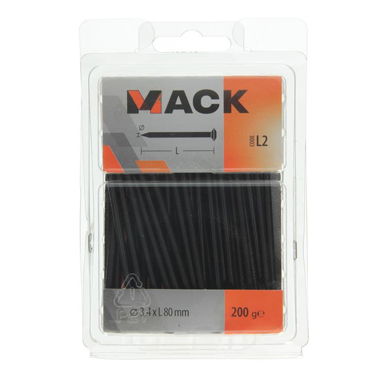 Mack 1017937 - clavo de acero bvk acero pavonado 200 gr 3,4 x 80 mm | 5 piezas