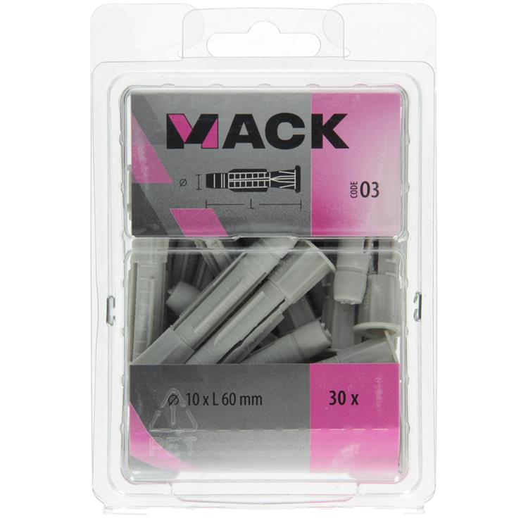 Mack 1018160 - enchufe universal + collar polietilo 30 piezas 10 x 60 mm | 5 piezas