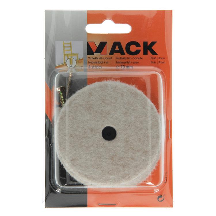 Mack 1048774 - feltro rinforzato + vite marrone ø 70 mm 4 pz | 6 pezzi