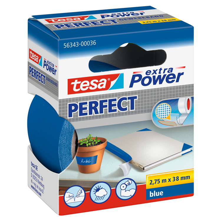 Tesa 1067630 - nastro per riparazioni extra power 2,75 metri 38 mm blu | 6 pezzi