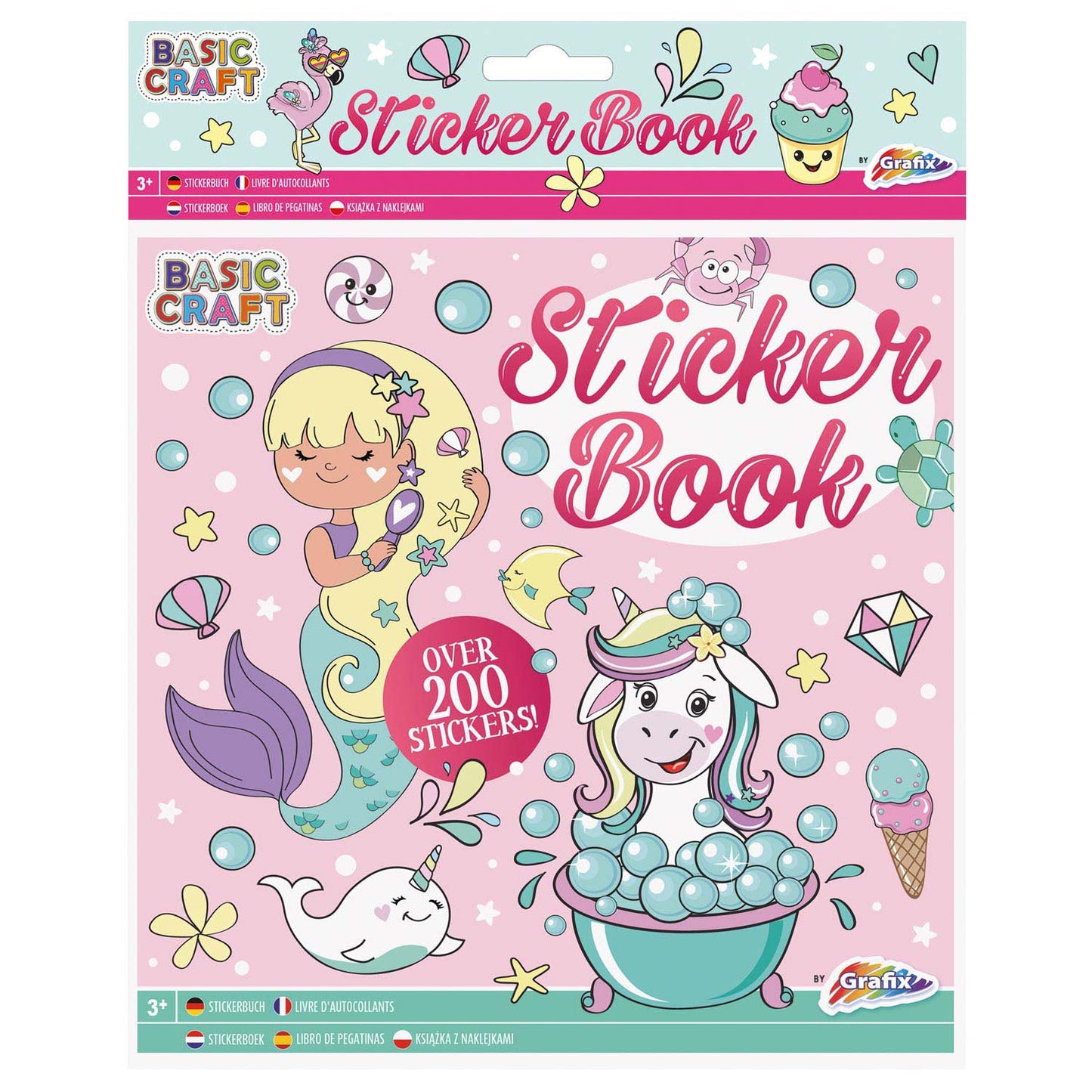 Libro di adesivi Grafix con sirena unicorno