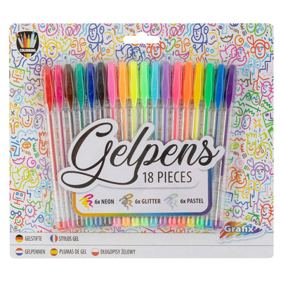 Grafix Gel Penny Set Neon Glitter Pastel, 18dlg.