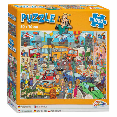 Traffico comico del puzzle di linea, 1000st.